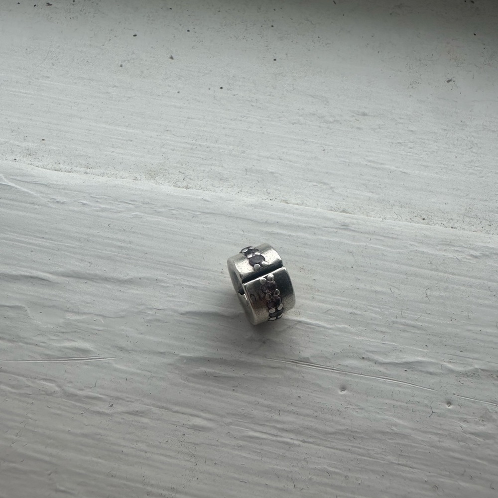 Silver Band Ring with purple Accents